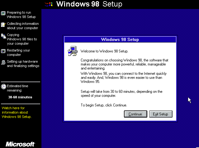 installing windows 98 in virtualbox